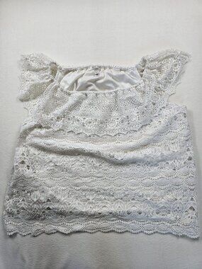 Cato White Lace Off-The-Shoulder Top 26/28W Womens Boho Blouse